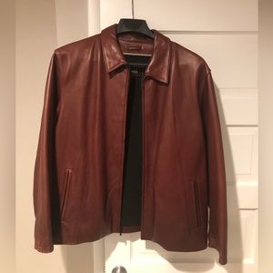 Red leather jacket by Wilsons Leather